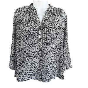 Christopher and Banks blouse women's top size PL petite large animal print